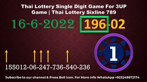 thai lottery sixline 789|Thai Lottery 3UP Game Final Single Digit Game .